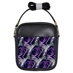 Purple Flower Rose Petals Plant Girls Sling Bag