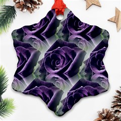 Purple Flower Rose Petals Plant Snowflake Ornament (two Sides) by Jancukart