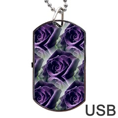 Purple Flower Rose Petals Plant Dog Tag Usb Flash (one Side)