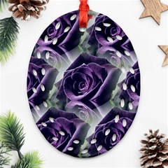 Purple Flower Rose Petals Plant Ornament (oval Filigree) by Jancukart