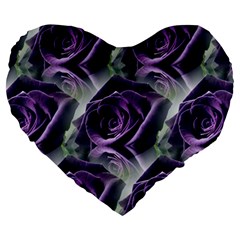 Purple Flower Rose Petals Plant Large 19  Premium Heart Shape Cushions by Jancukart