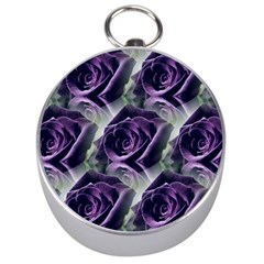 Purple Flower Rose Petals Plant Silver Compasses by Jancukart