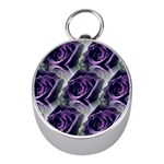 Purple Flower Rose Petals Plant Mini Silver Compasses Front