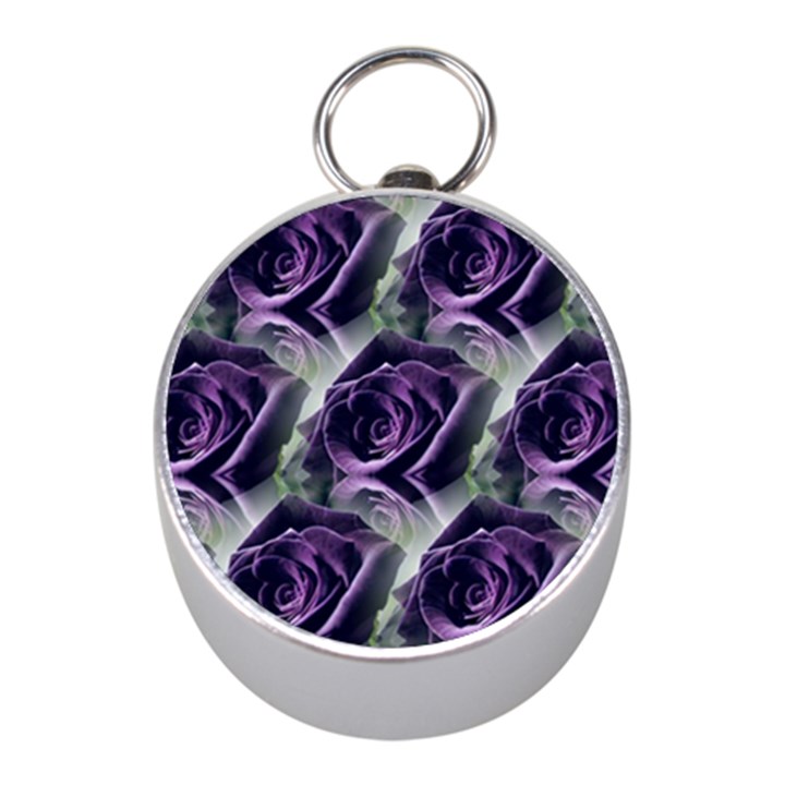 Purple Flower Rose Petals Plant Mini Silver Compasses