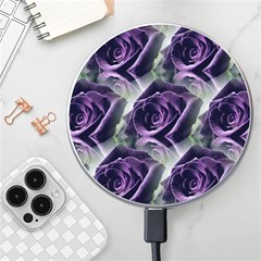 Purple Flower Rose Petals Plant Wireless Fast Charger(white) by Jancukart