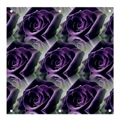 Purple Flower Rose Petals Plant Banner And Sign 4  X 4  by Jancukart