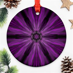 Pattern Purple Symmetry Dark Round Ornament (two Sides)