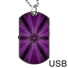 Pattern Purple Symmetry Dark Dog Tag Usb Flash (one Side) by Jancukart