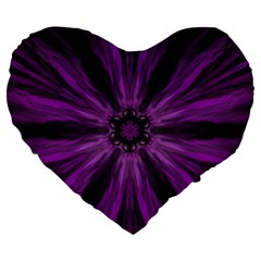 Pattern Purple Symmetry Dark Large 19  Premium Flano Heart Shape Cushions