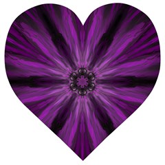 Pattern Purple Symmetry Dark Wooden Puzzle Heart by Jancukart