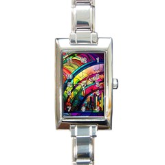 Stained Glass Window Rectangle Italian Charm Watch by Jancukart