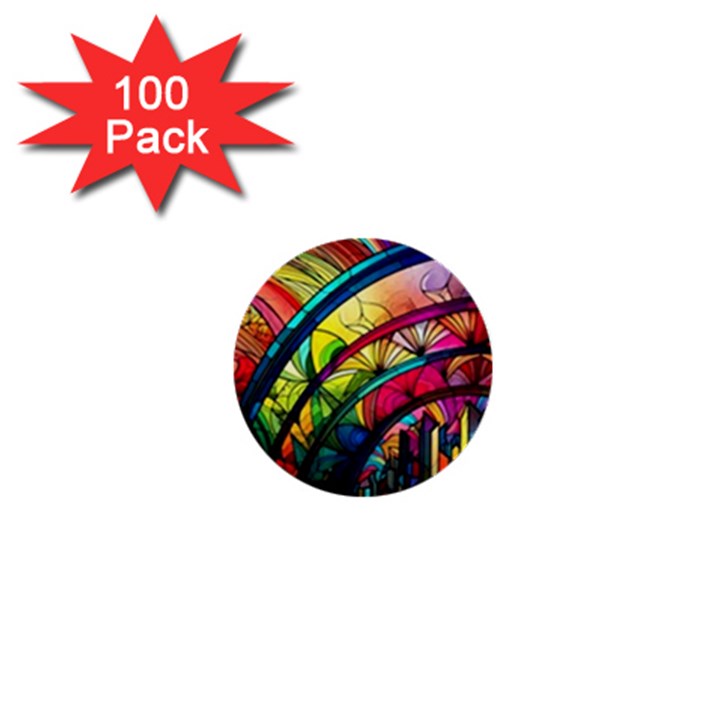 Stained Glass Window 1  Mini Buttons (100 pack) 