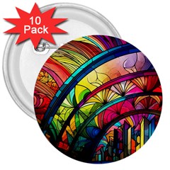 Stained Glass Window 3  Buttons (10 Pack)  by Jancukart