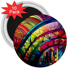 Stained Glass Window 3  Magnets (10 Pack)  by Jancukart