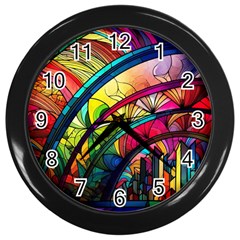 Stained Glass Window Wall Clock (black) by Jancukart