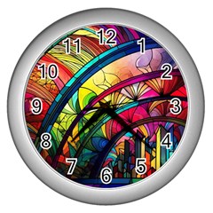 Stained Glass Window Wall Clock (silver)