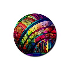 Stained Glass Window Rubber Coaster (round) by Jancukart