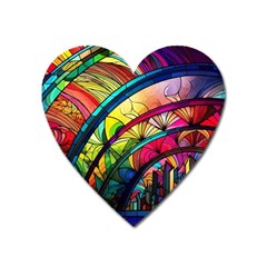 Stained Glass Window Heart Magnet by Jancukart