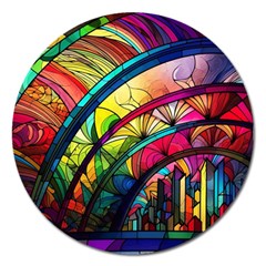 Stained Glass Window Magnet 5  (round) by Jancukart