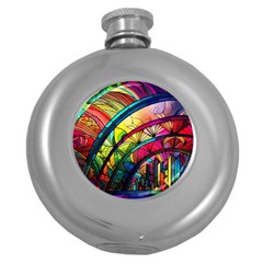 Stained Glass Window Round Hip Flask (5 Oz)