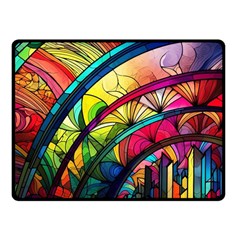 Stained Glass Window One Side Fleece Blanket (small)