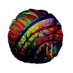 Stained Glass Window Standard 15  Premium Flano Round Cushions