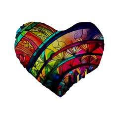 Stained Glass Window Standard 16  Premium Flano Heart Shape Cushions