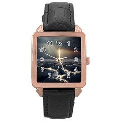 Apocalypse Armageddon Apocalyptic Rose Gold Leather Watch  by Jancukart