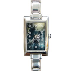 Tiger White Tiger Nature Forest Rectangle Italian Charm Watch by Jancukart