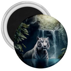 Tiger White Tiger Nature Forest 3  Magnets by Jancukart