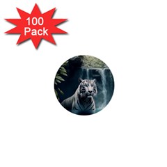 Tiger White Tiger Nature Forest 1  Mini Buttons (100 Pack) 