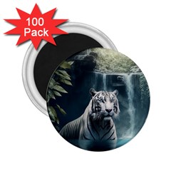 Tiger White Tiger Nature Forest 2 25  Magnets (100 Pack)  by Jancukart