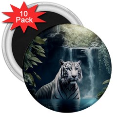 Tiger White Tiger Nature Forest 3  Magnets (10 Pack) 