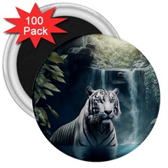 Tiger White Tiger Nature Forest 3  Magnets (100 Pack) by Jancukart