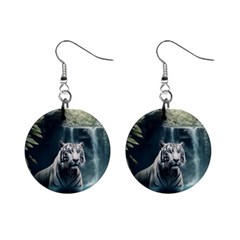 Tiger White Tiger Nature Forest Mini Button Earrings