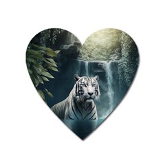 Tiger White Tiger Nature Forest Heart Magnet by Jancukart