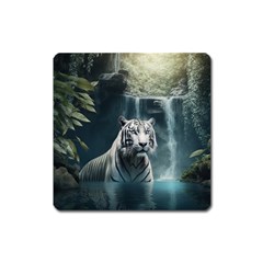 Tiger White Tiger Nature Forest Square Magnet