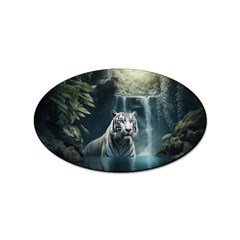 Tiger White Tiger Nature Forest Sticker Oval (10 Pack)