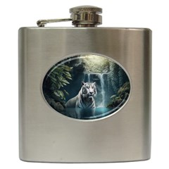 Tiger White Tiger Nature Forest Hip Flask (6 Oz)