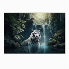 Tiger White Tiger Nature Forest Postcard 4 x 6  (pkg Of 10) by Jancukart