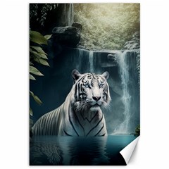 Tiger White Tiger Nature Forest Canvas 12  X 18  by Jancukart