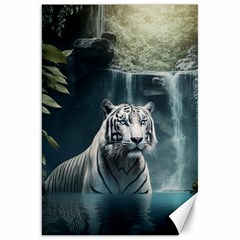 Tiger White Tiger Nature Forest Canvas 20  X 30  by Jancukart