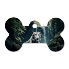 Tiger White Tiger Nature Forest Dog Tag Bone (two Sides) by Jancukart