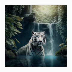 Tiger White Tiger Nature Forest Medium Glasses Cloth by Jancukart