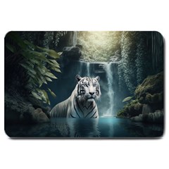 Tiger White Tiger Nature Forest Large Doormat by Jancukart