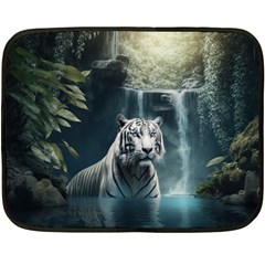 Tiger White Tiger Nature Forest One Side Fleece Blanket (mini) by Jancukart