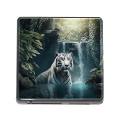 Tiger White Tiger Nature Forest Memory Card Reader (square 5 Slot) by Jancukart