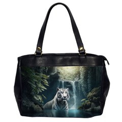 Tiger White Tiger Nature Forest Oversize Office Handbag (2 Sides) by Jancukart