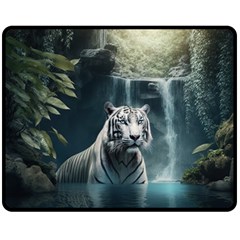 Tiger White Tiger Nature Forest One Side Fleece Blanket (medium) by Jancukart