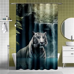 Tiger White Tiger Nature Forest Shower Curtain 48  X 72  (small) 